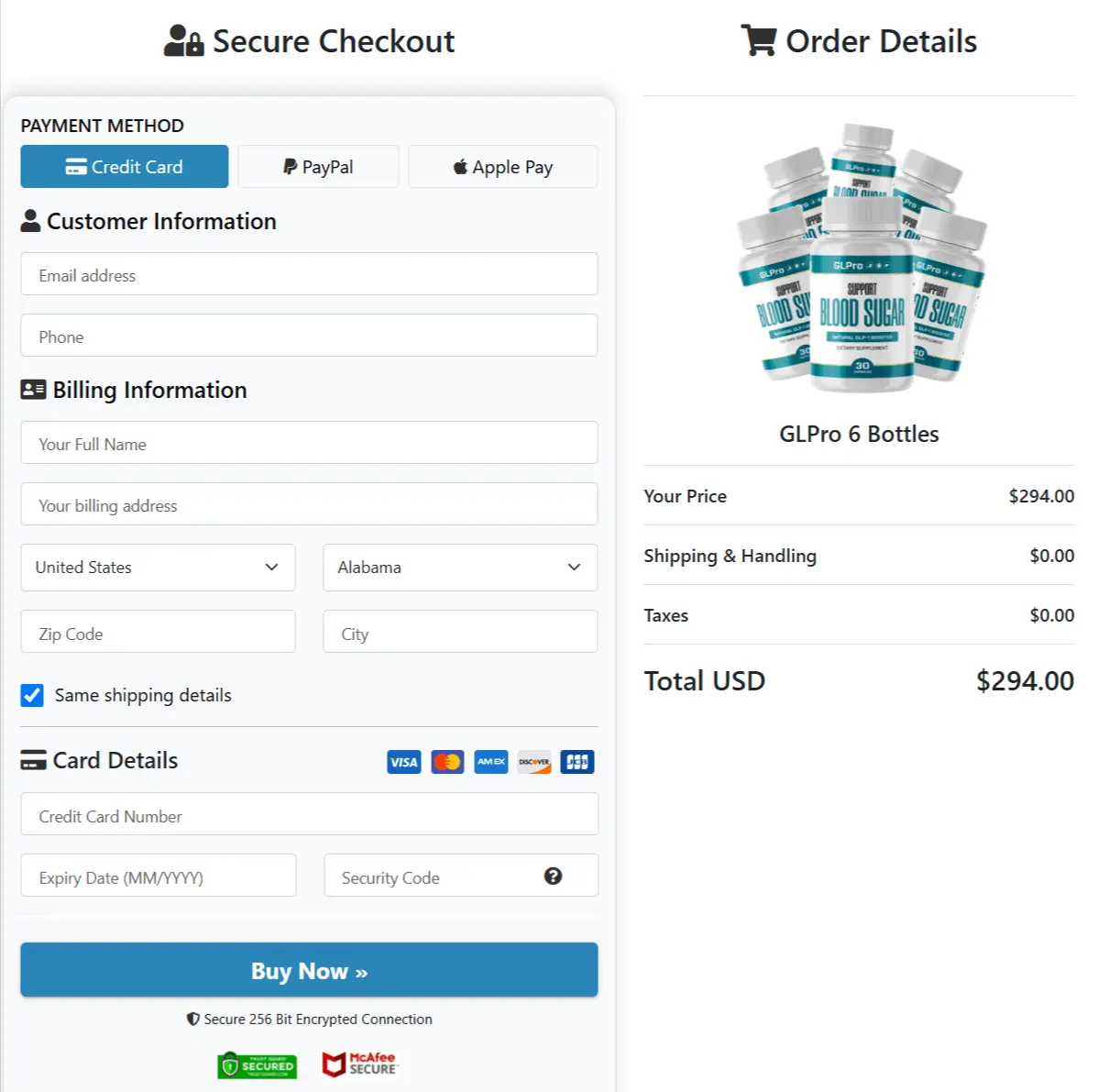 GLPro Secure Payment Interface Preview
